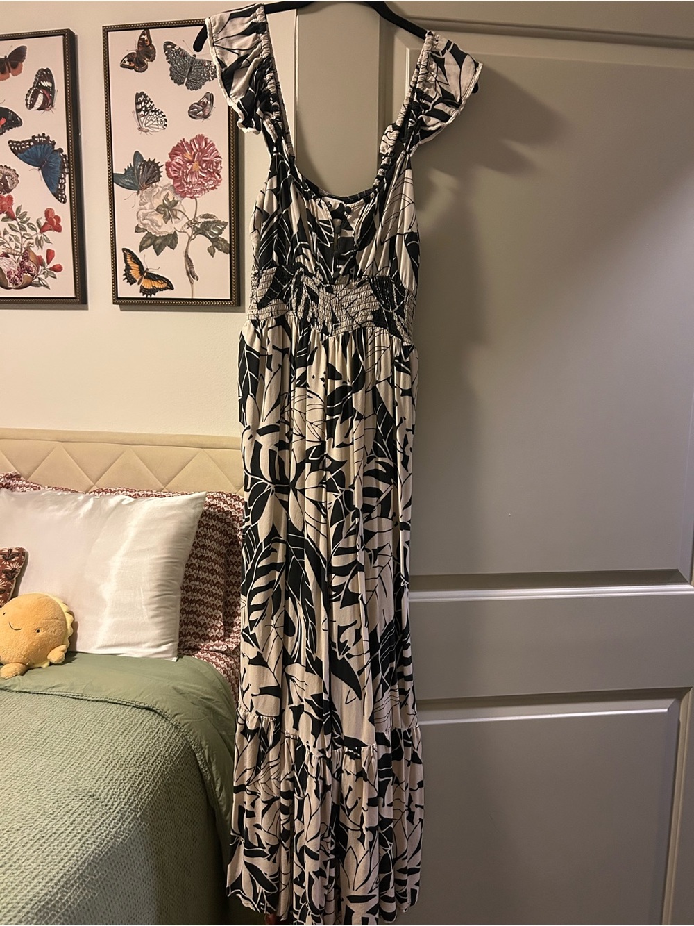 Black and Cream Floral Maxi Dress - Women's Sleeveless Jumpsuit